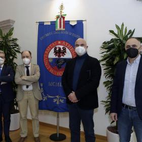 da sinistra, Carlo Delladio, Flavio Deflorian, Kussai Shahin e Paolo Giorgini Foto ©UniTrento ph. Federico Nardelli