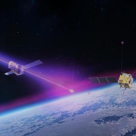 Rappresentazione artistica di un lampo gamma diretta alla Terra, osservato da satelliti (fonte: ESA/ATG Europe) 