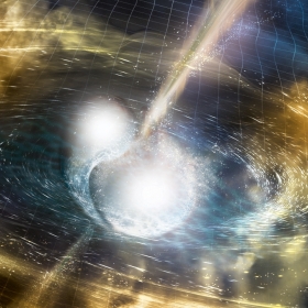 Rappresentazione artistica della collisione di due stelle ©NationalScienceFoundation/LIGO/Sonoma State University/A. Simonnet