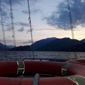 Sunset at Lake Garda from the monitoring boat during a 24hour field campaign on 7 and 8 May 2018 ©Andrea Salvadore